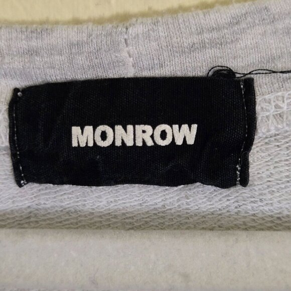 Monrow Textured Tri- Blend Fitted Long Sleeve Crew Gray Size S - Picture 6 of 7